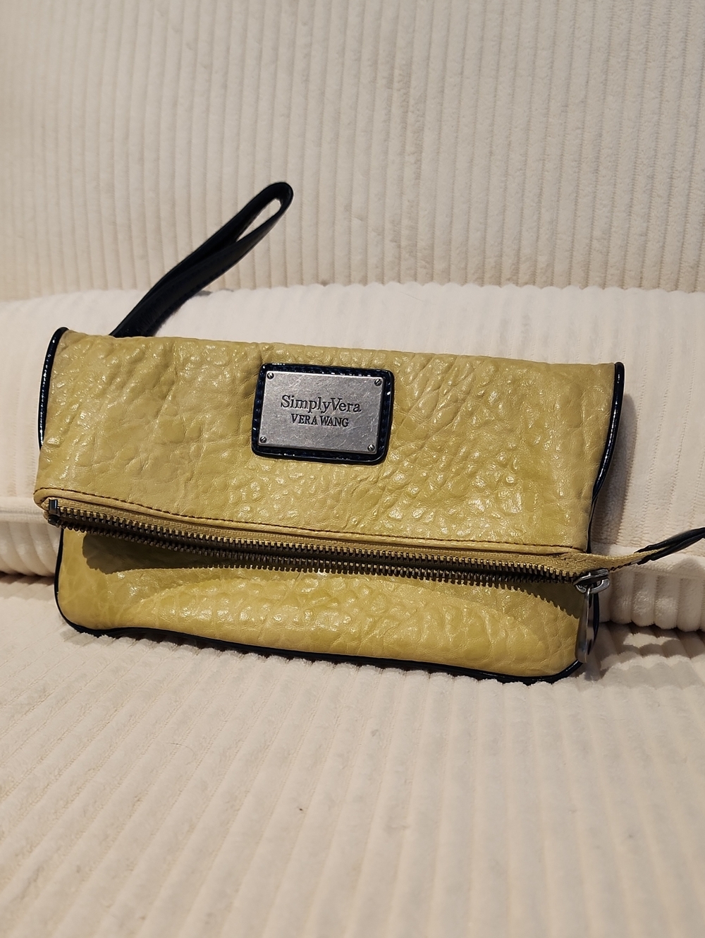 Simply Vera Vera Wang Pale Yellow Fold-Over Wristlet Clutch